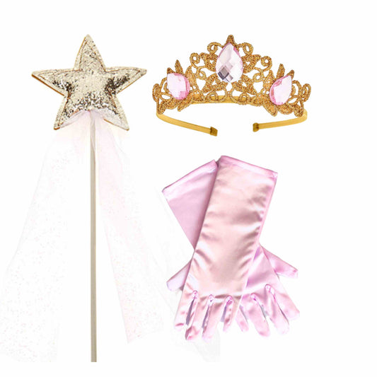 a tiara, wand, and wand topper are shown