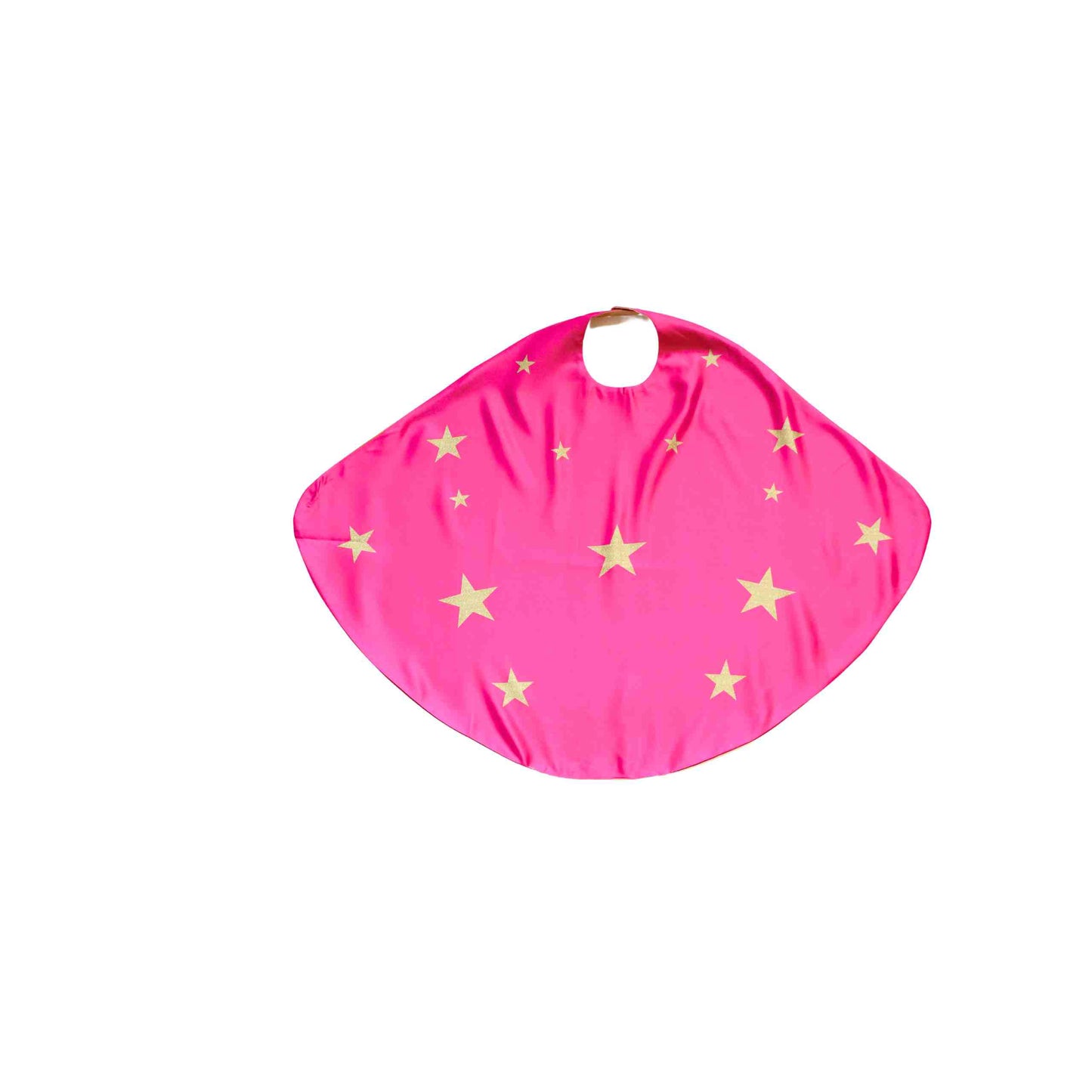 a pink bib with gold stars on it