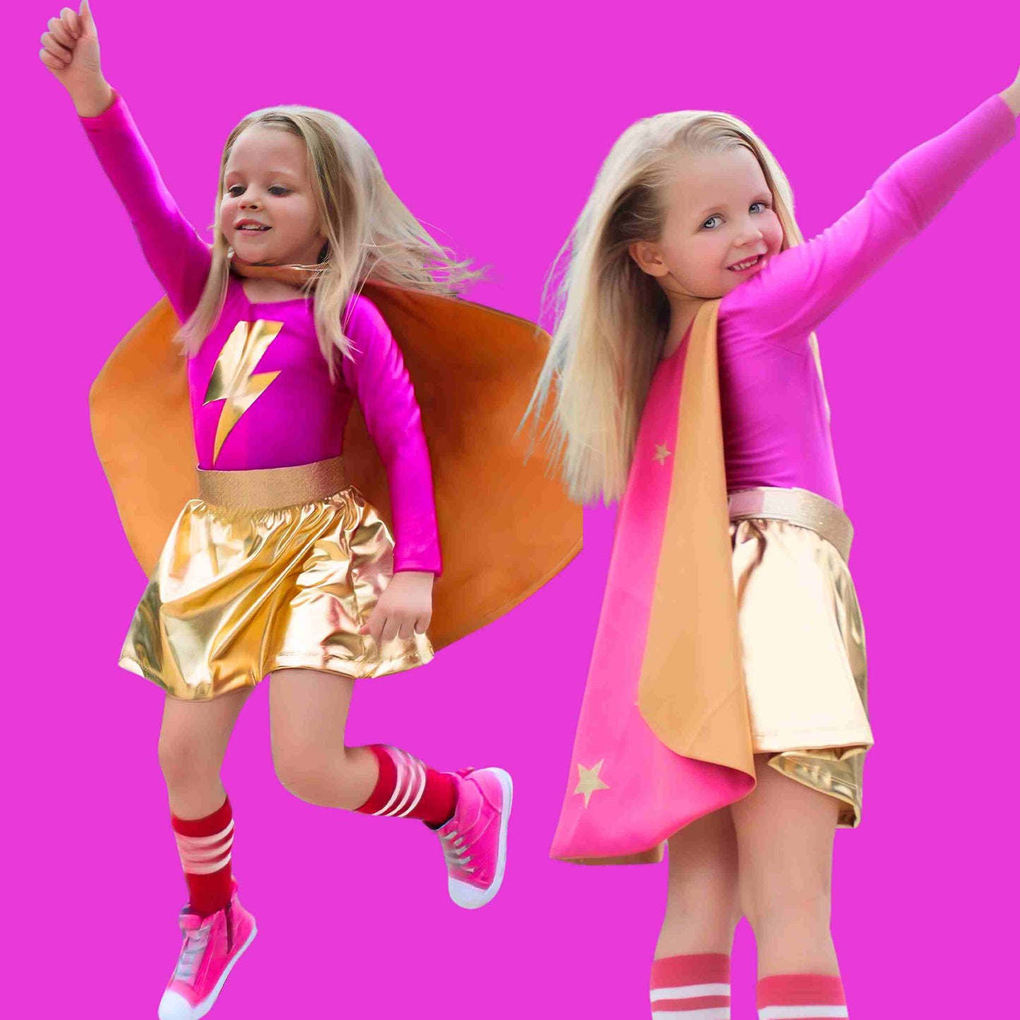 two little girls dressed up like superheros